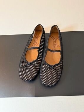 Zodiac Black Retro Idra Mesh Coquette Bow Mary Jane Ballet Flats Size 6.5